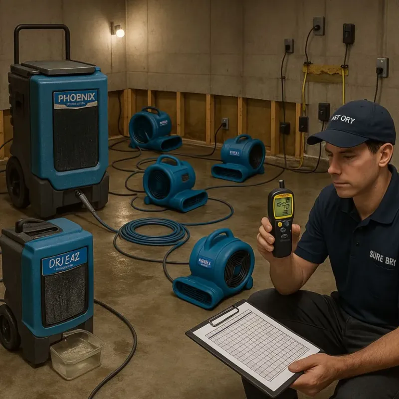 Structural Drying and Dehumidification process in East Longmeadow, MA